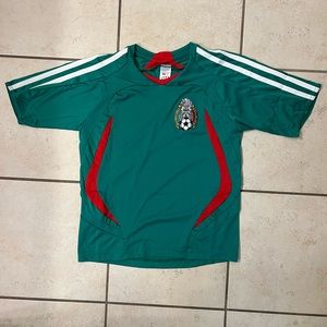 Federacion Mexicans green, white and red soccer jersey